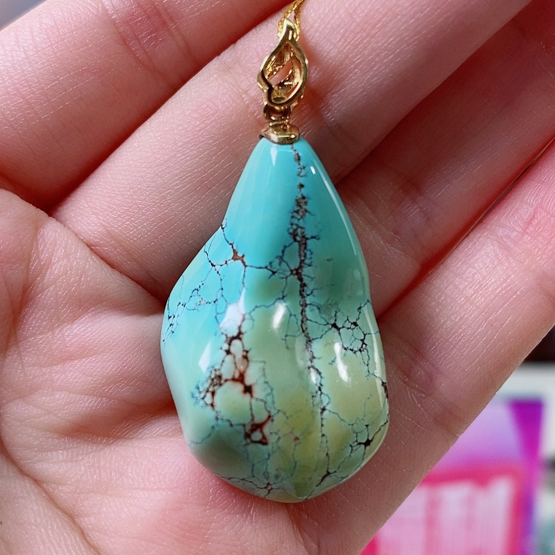 绿松石18K金镶嵌珠宝奇石