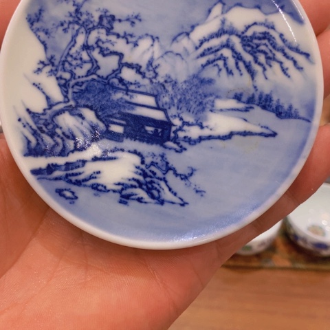 黄娟窑青花雪景盖子