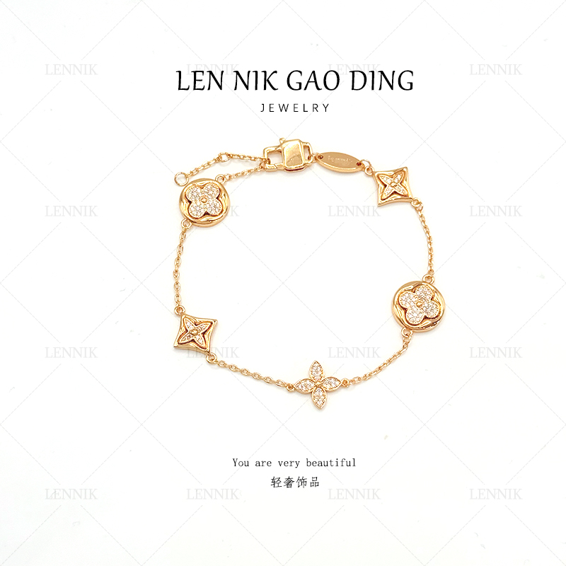 合金合成锆石手链 lennik/lennik-LN经典轻奢百满钻老花手链