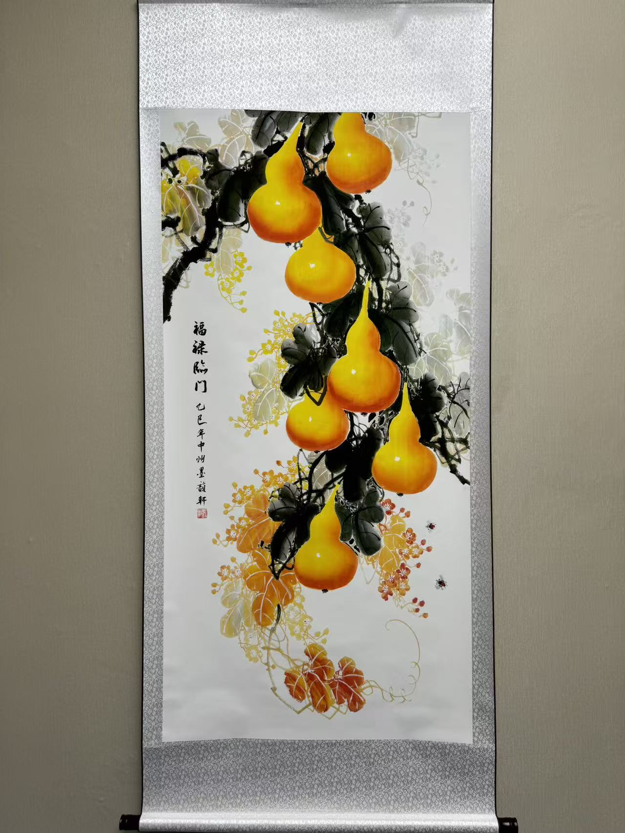 年终大促《福禄临门》四尺竖幅卷轴装饰画