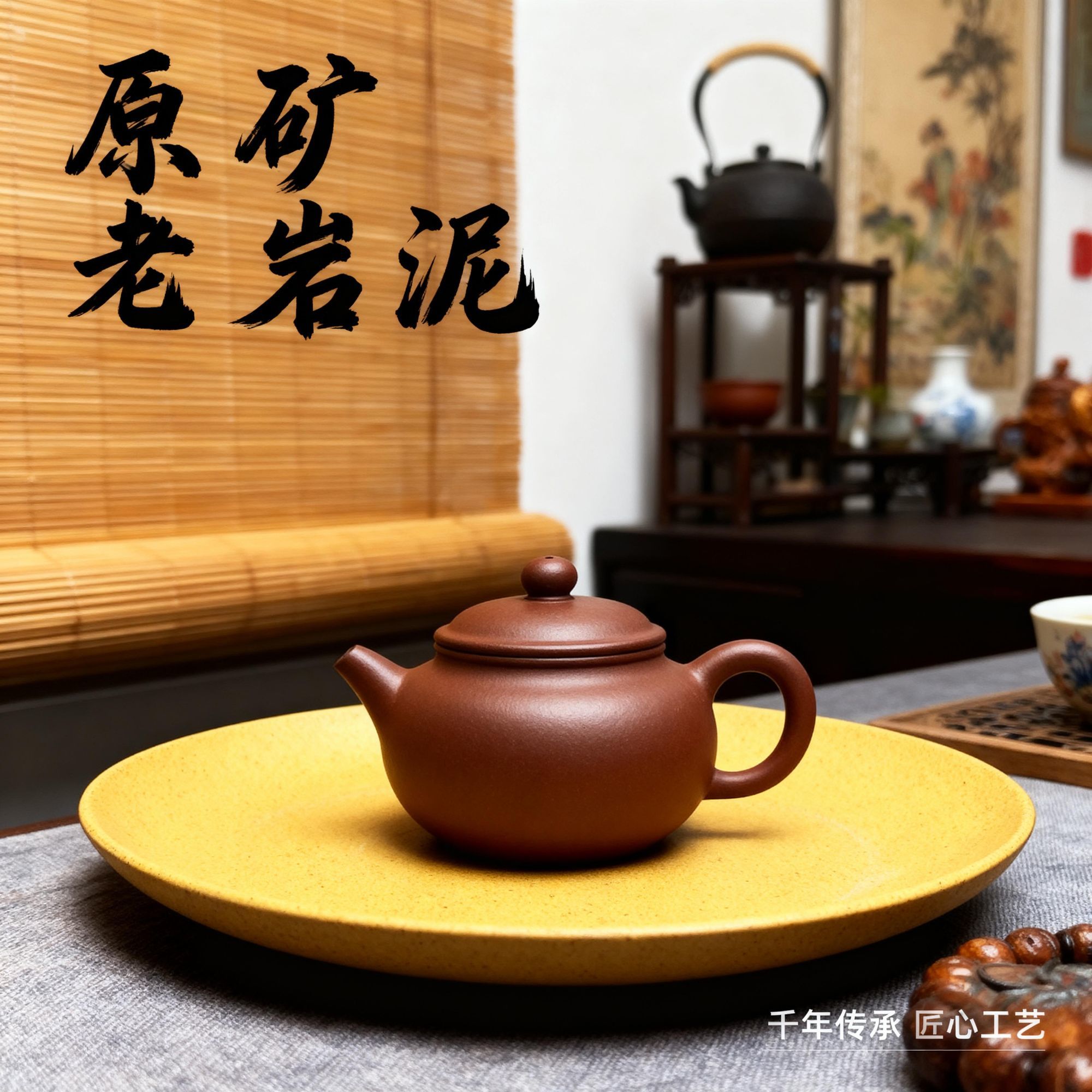 原矿老岩泥黄金段泥壶承水果盘