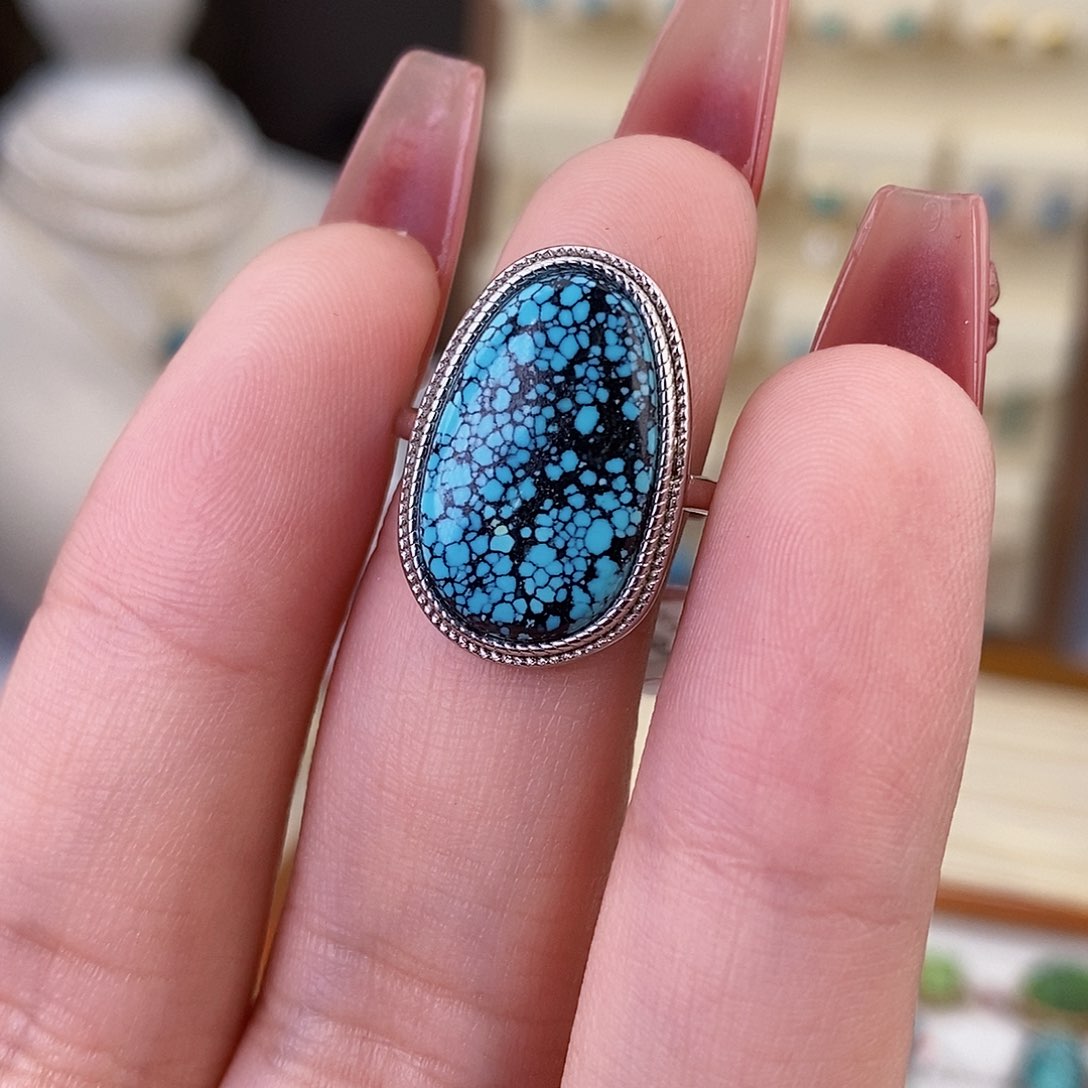 绿松石戒指银S925镶嵌