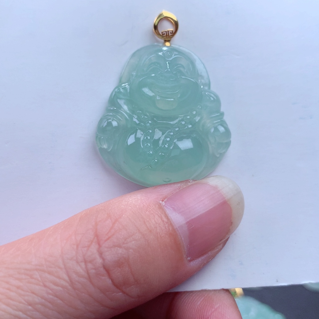 翡翠吊坠(不含链)18K金镶嵌