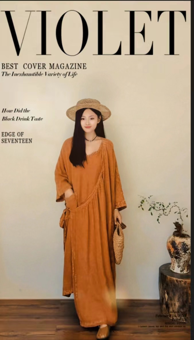 璞以定制亚麻外搭连衣裙(直播间下单可用)