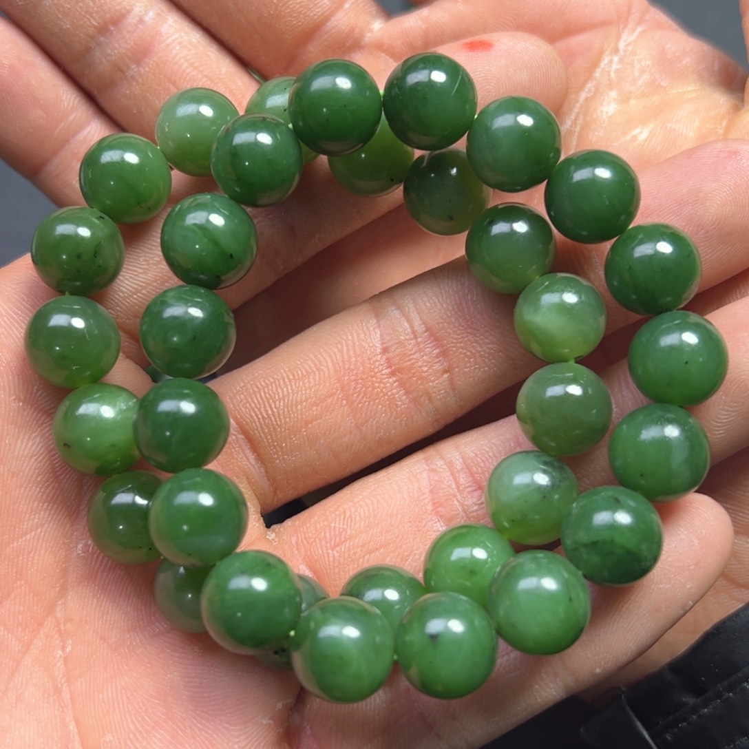 和田玉手串未镶嵌多样性拍一发一碧玉卡12