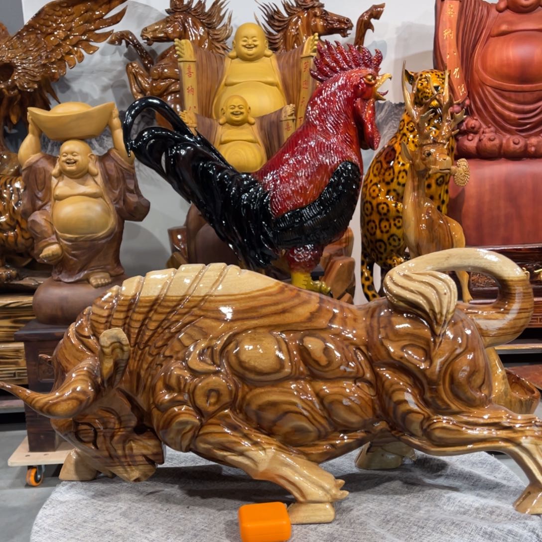 天***机香樟木香樟木手工雕刻牛