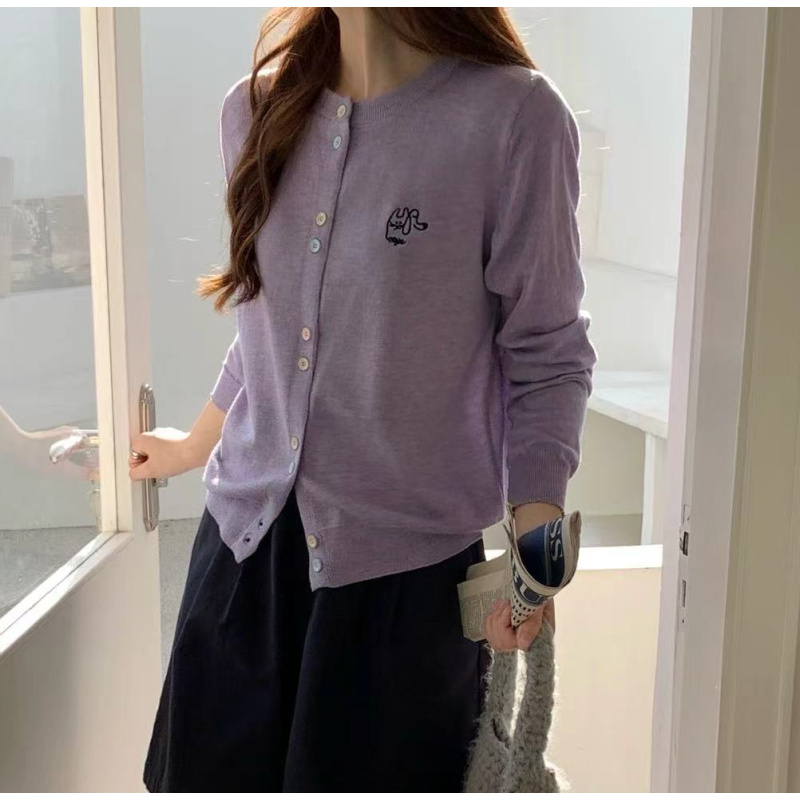 品质/醋酸/亲肤软糯/卡通双扣开衫/针织薄开衫A381