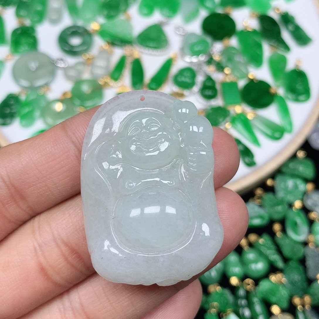 翡翠颈饰未镶嵌精美冰胶饱满佛公