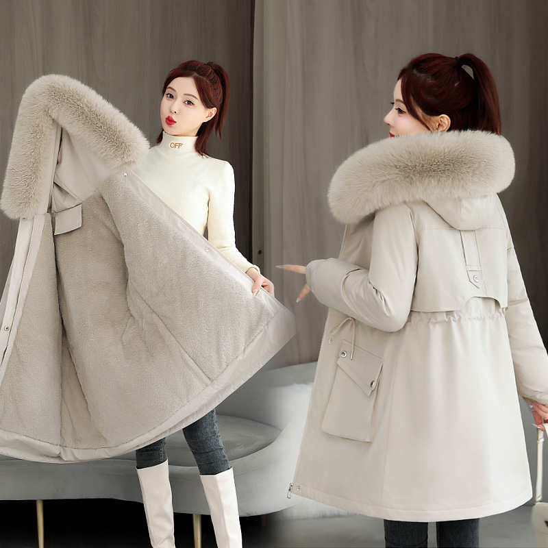 派克服女棉衣2025冬新款加绒加厚棉袄韩版小个子中款显瘦棉服外套