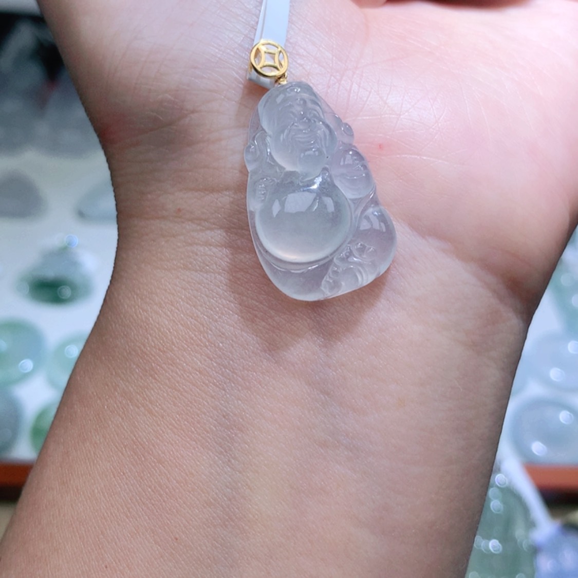 【闪购商品】翡翠颈饰18K金镶嵌财神爷