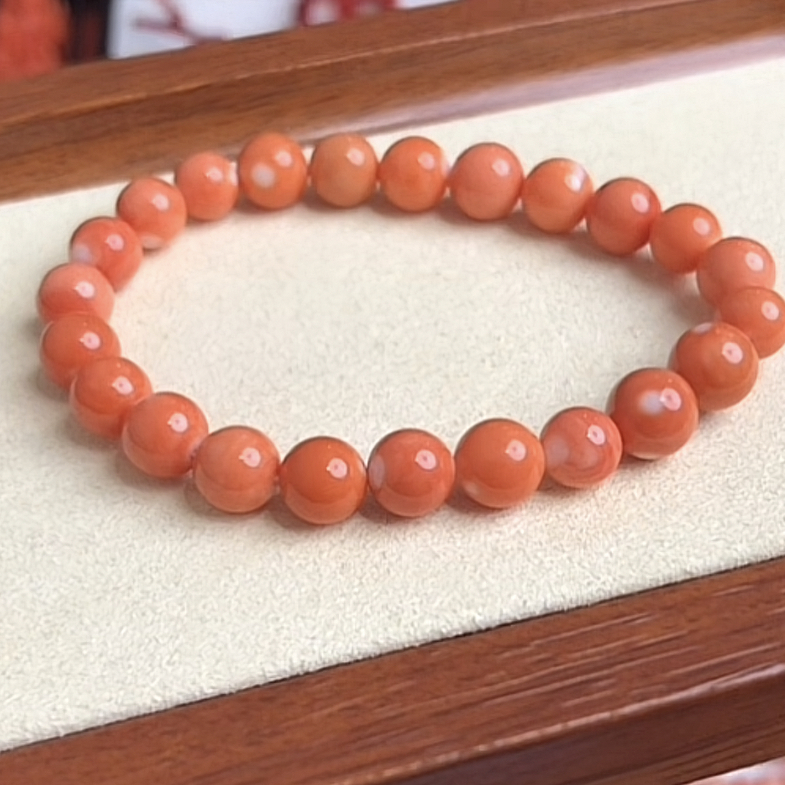 momo珊瑚圆珠单圈手串
