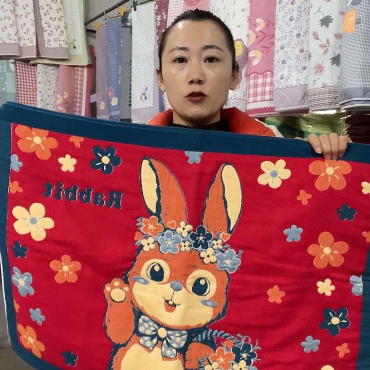 棉十五层大红花环兔纯棉