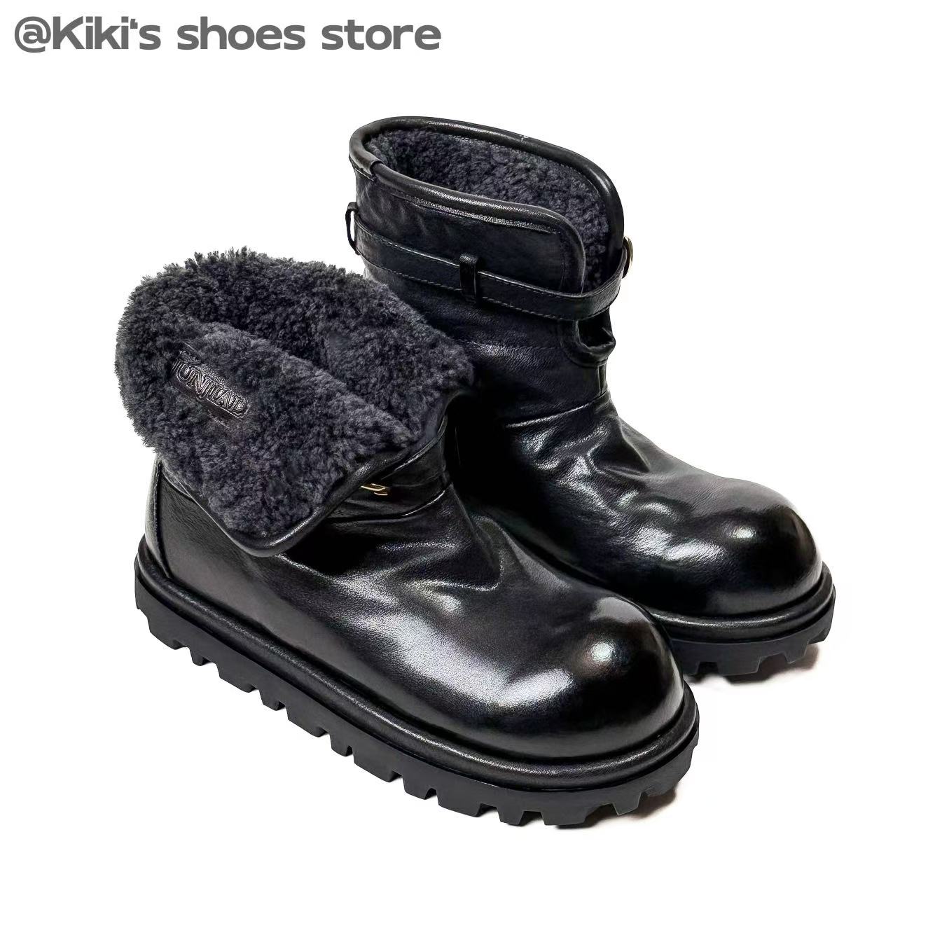  ‘黑金世家’4公分｜【重工水洗】马皮冬季保暖真皮羊皮毛一体雪地靴
