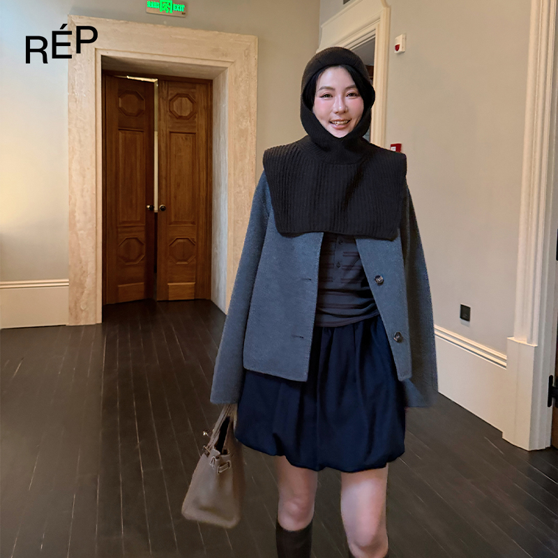 REP-IMMI设计师品牌藏青/本白花苞型短半裙 25FW新新品 