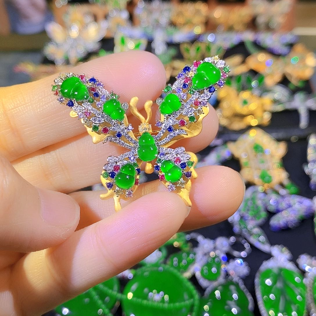 吊坠(不含链)银S925镶嵌翡翠