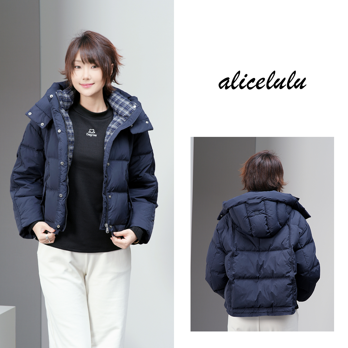 alicelulu 面包暖云.羽绒服连帽立领 时尚百搭S1035830Tr