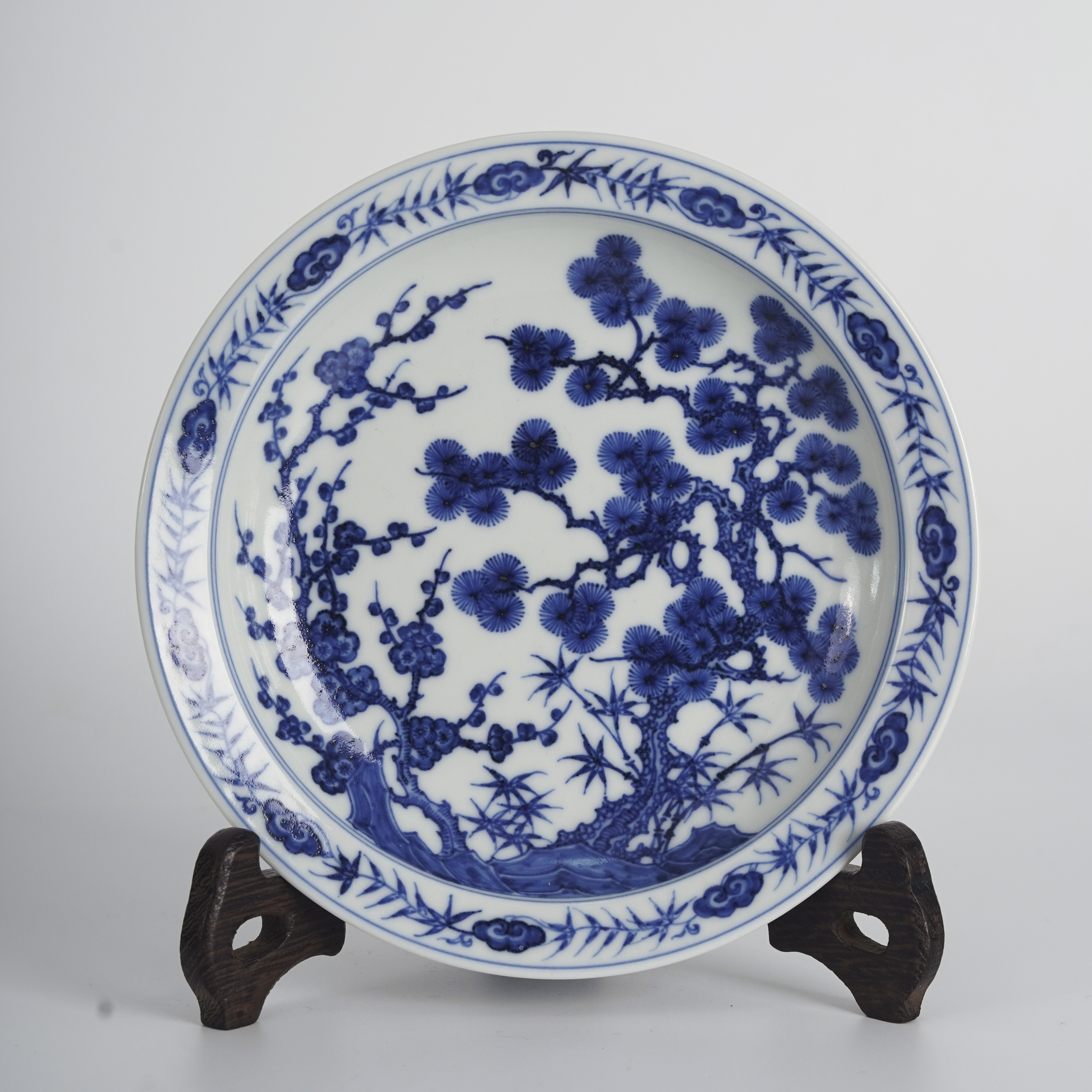 片雲晚谷片云晚谷青花松竹梅壶承