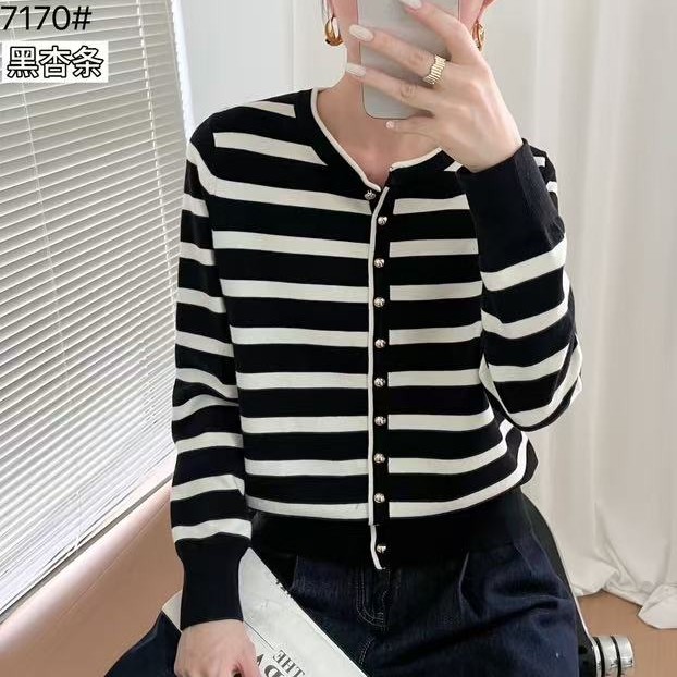 时尚休闲圆领女士针织开衫秋冬季显瘦款MXXY7170