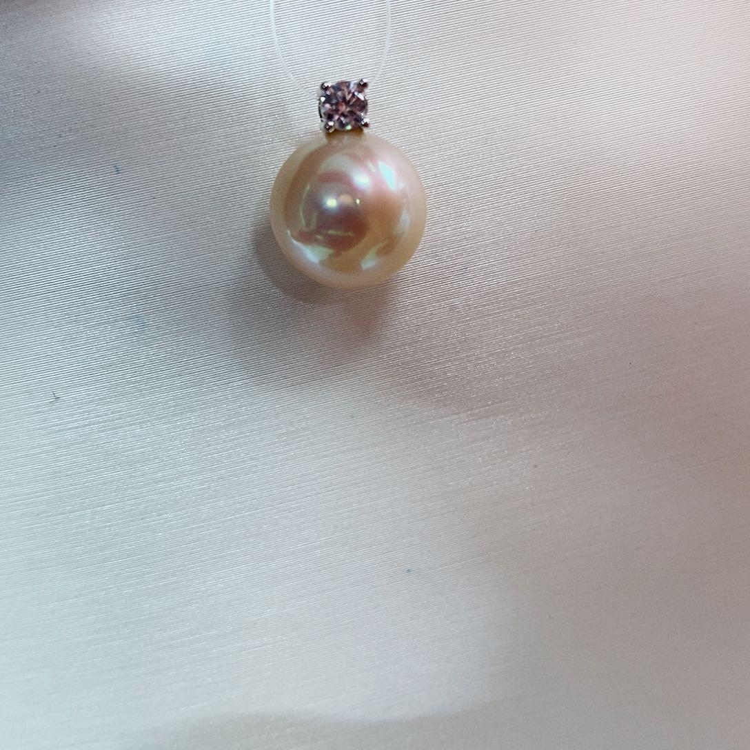 吊坠(不含链)18K金镶嵌海水珍珠10-11