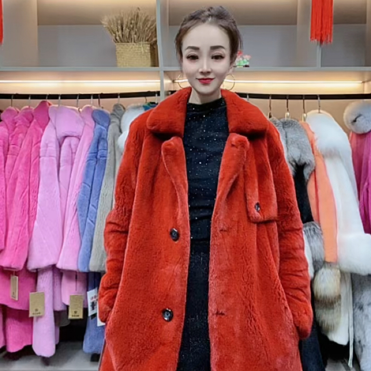 天花板级进口紫标天鹅绒裘皮水貂皮皮草女整貂大衣貂毛方领外套