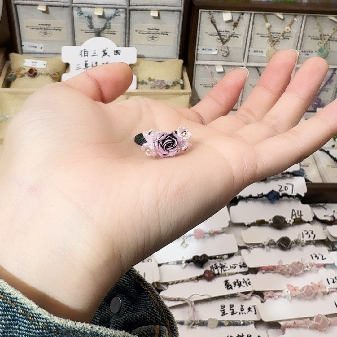 石英石纯铜黑紫戒指