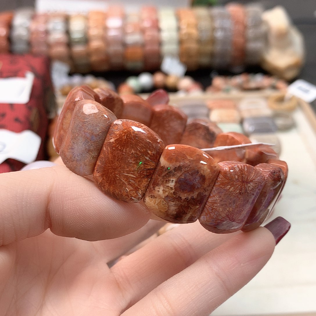 硅化珊瑚（珊瑚玉）手链未镶嵌七*紫253