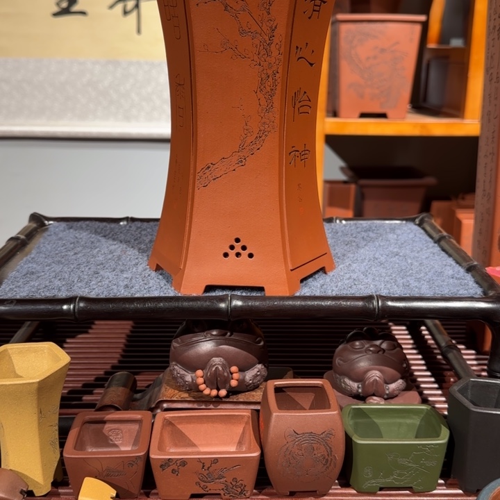 梦***女紫砂花盆全手工制作