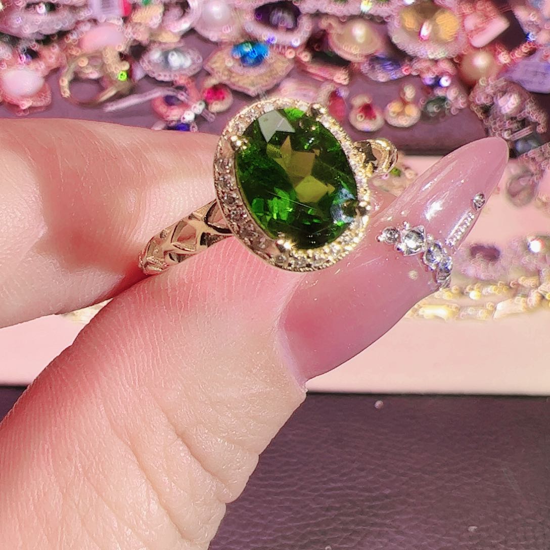 透辉石戒指银S925镶嵌