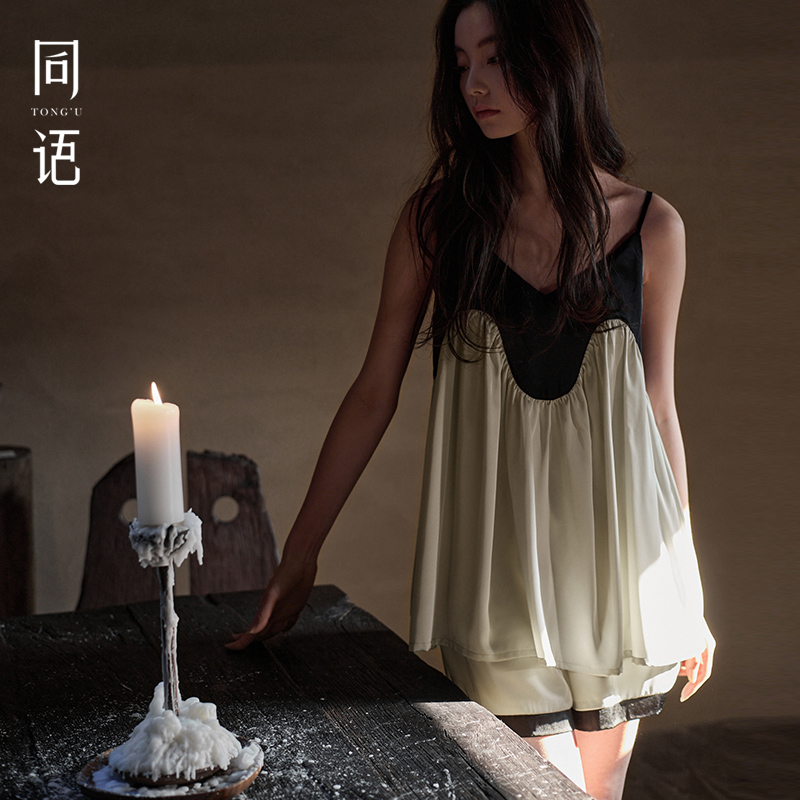 同语冰丝睡衣女款2025新款夏季吊带薄款睡衣套装凉感家居服可外穿
