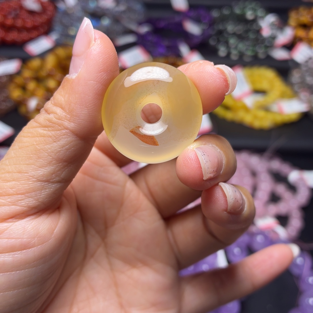 玛瑙/玉髓合金珠宝半成品天然玉髓平安扣