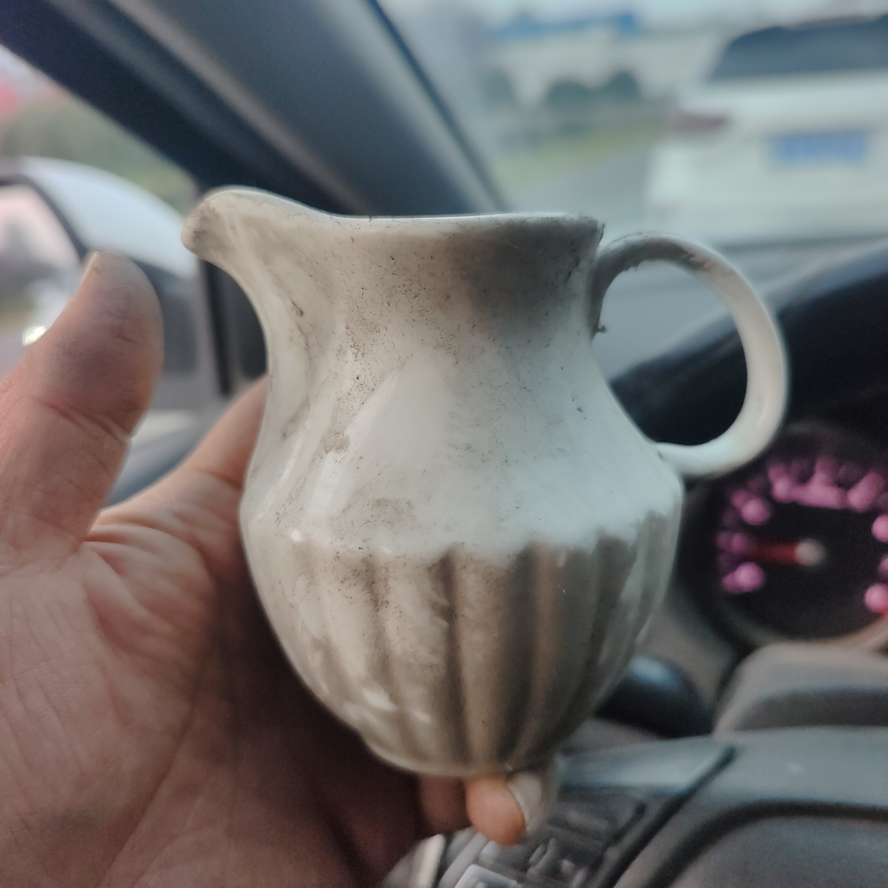 发两个，公道杯复古，国营四厂库存！陶瓷白瓷条纹茶具公杯