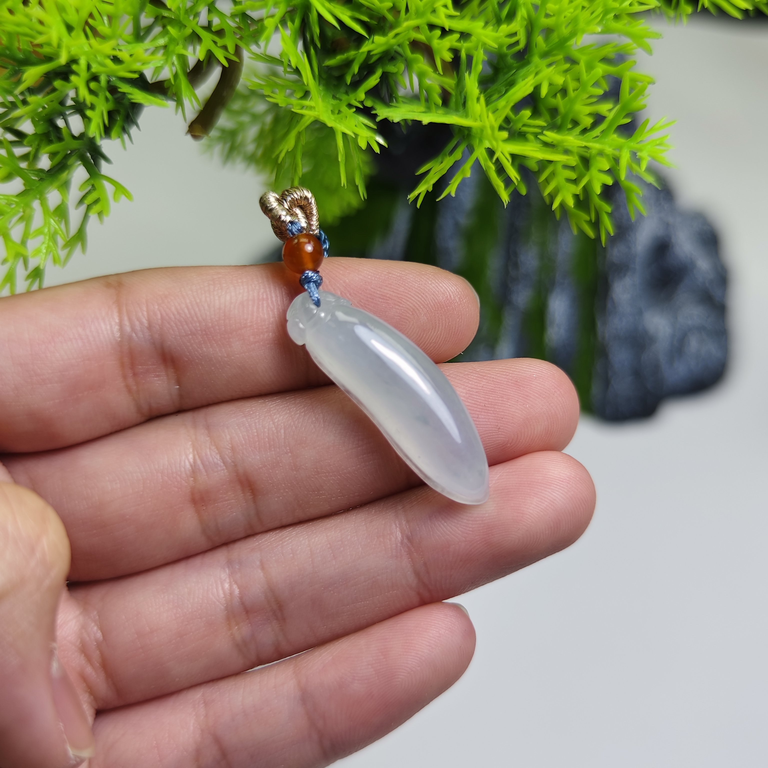 天然缅甸a货翡翠福瓜吊坠