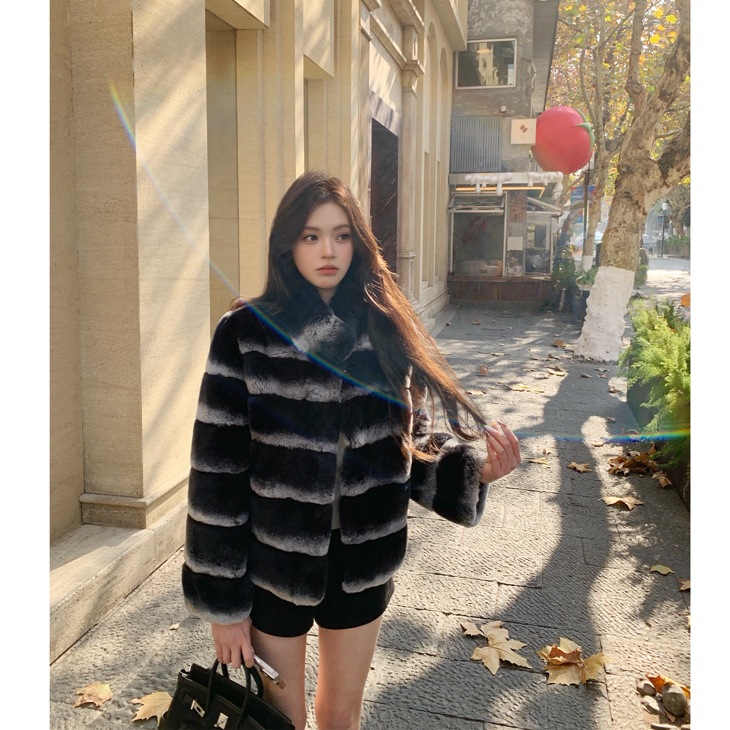 黛西 凛冬恋歌 双色晕染獭兔毛皮草外套女毛毛大衣2025秋冬新款