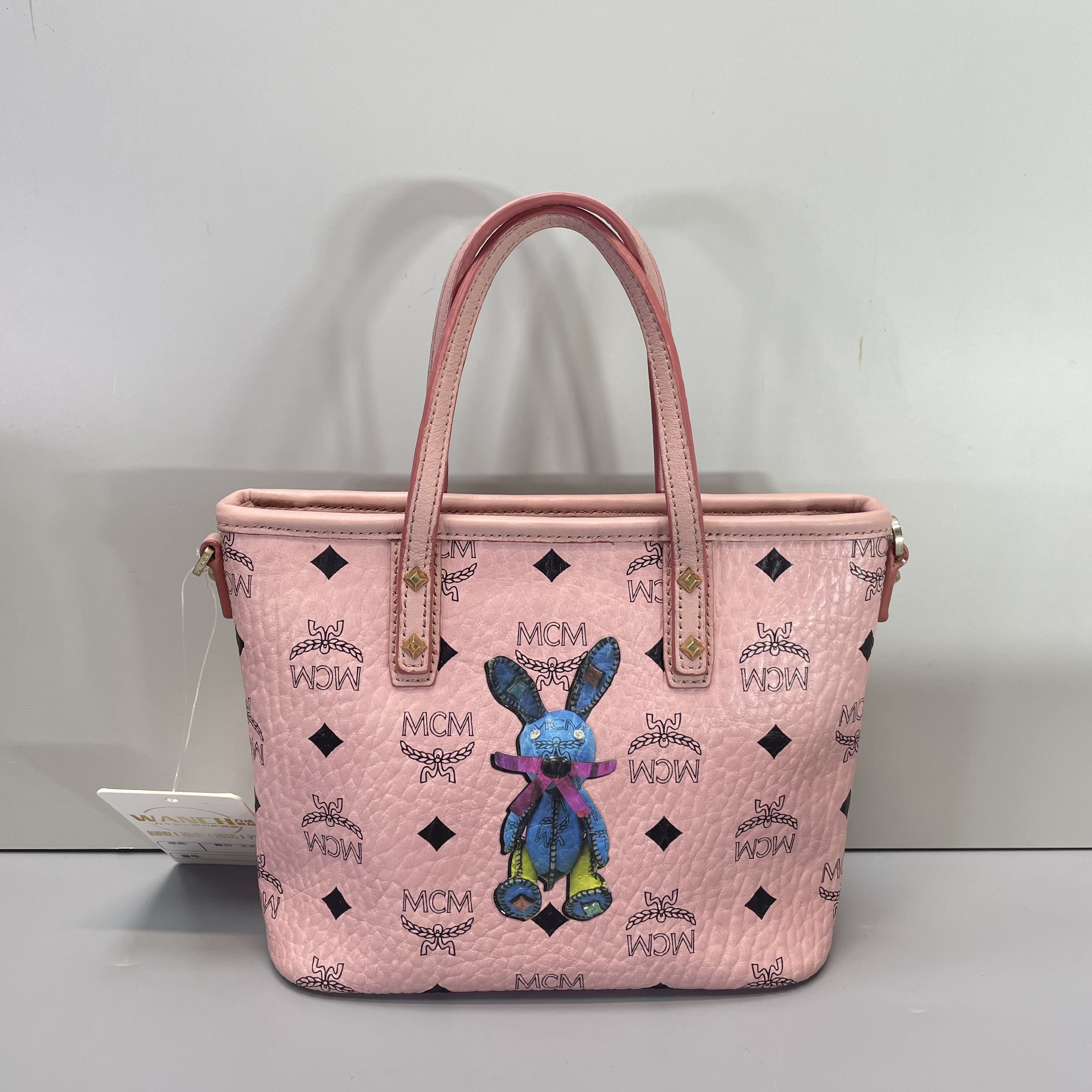 95新 MCM 媚姐/mcm粉色兔子迷你菜篮子20x16x8cmG041803