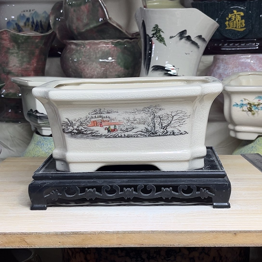 陶瓷绿植多肉微瑕花盆外口径：20*15*9.5