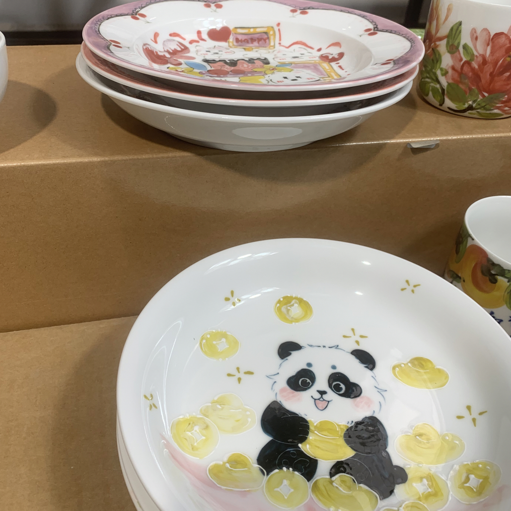 景德镇纯手工手绘釉下5寸花口碗