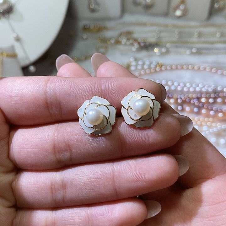 淡水珍珠耳饰银S925镶嵌