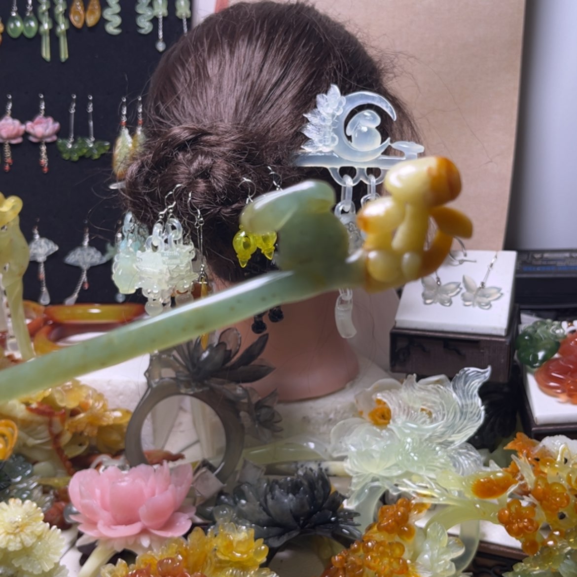 【闪购商品】未镶嵌蛇纹石玉发饰