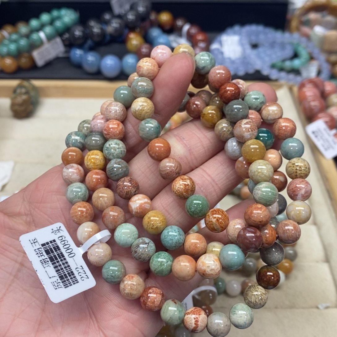 硅化珊瑚（珊瑚玉）手链未镶嵌062