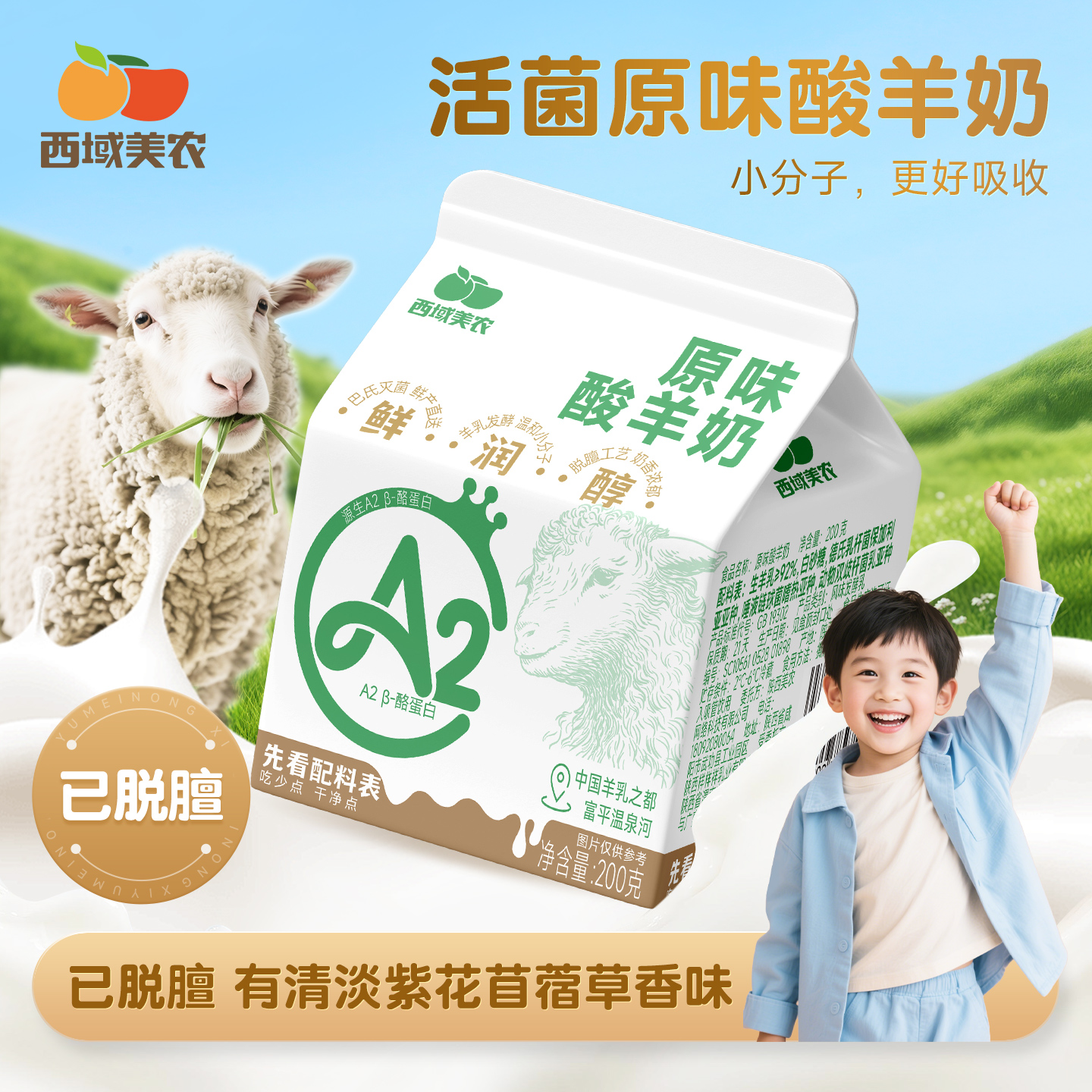西域美农原味酸羊奶6盒 羊酸奶酪蛋白成人儿童营养早餐奶纯羊奶