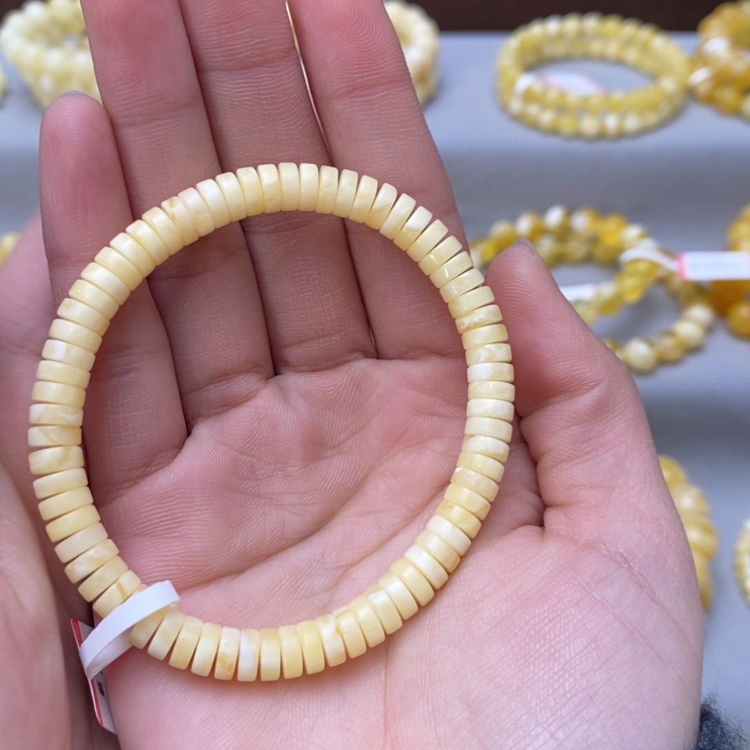 琥珀未镶嵌裸石天然蜜蜡药片手串