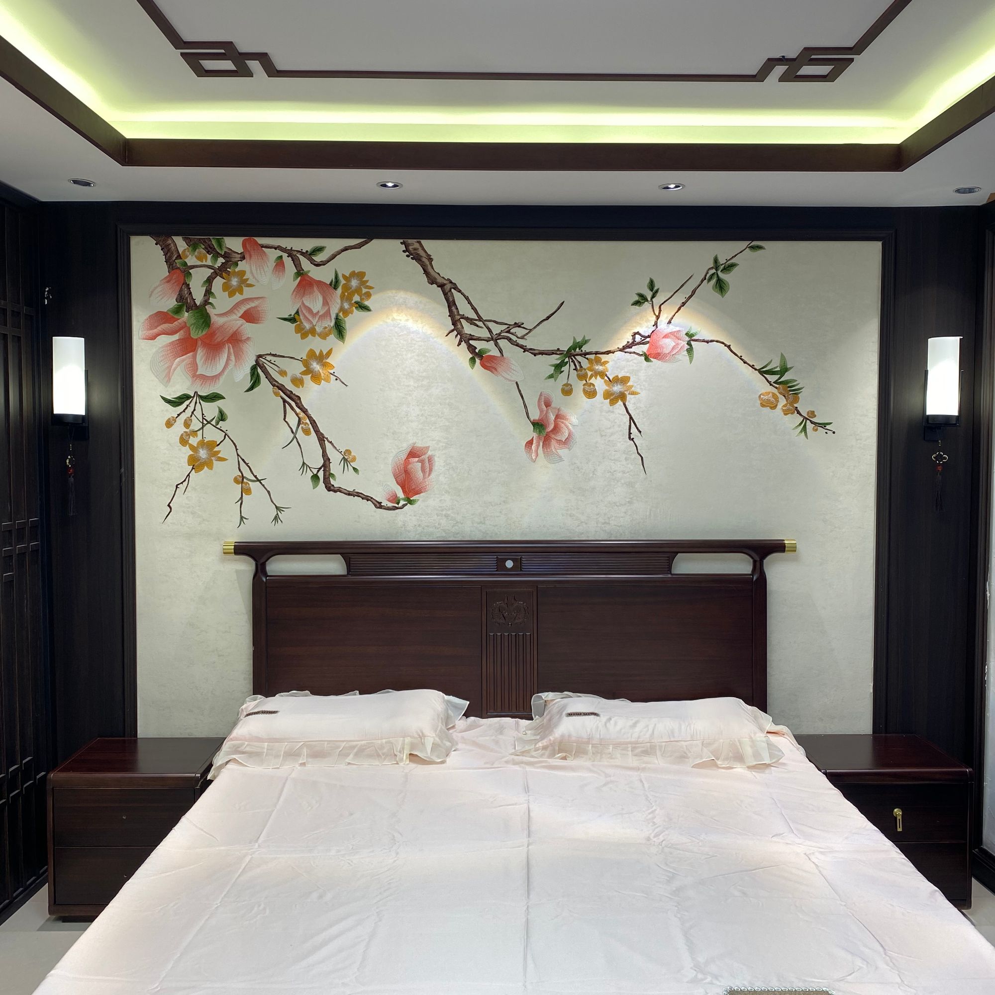 玉兰花语 刺绣背景 卧室背景