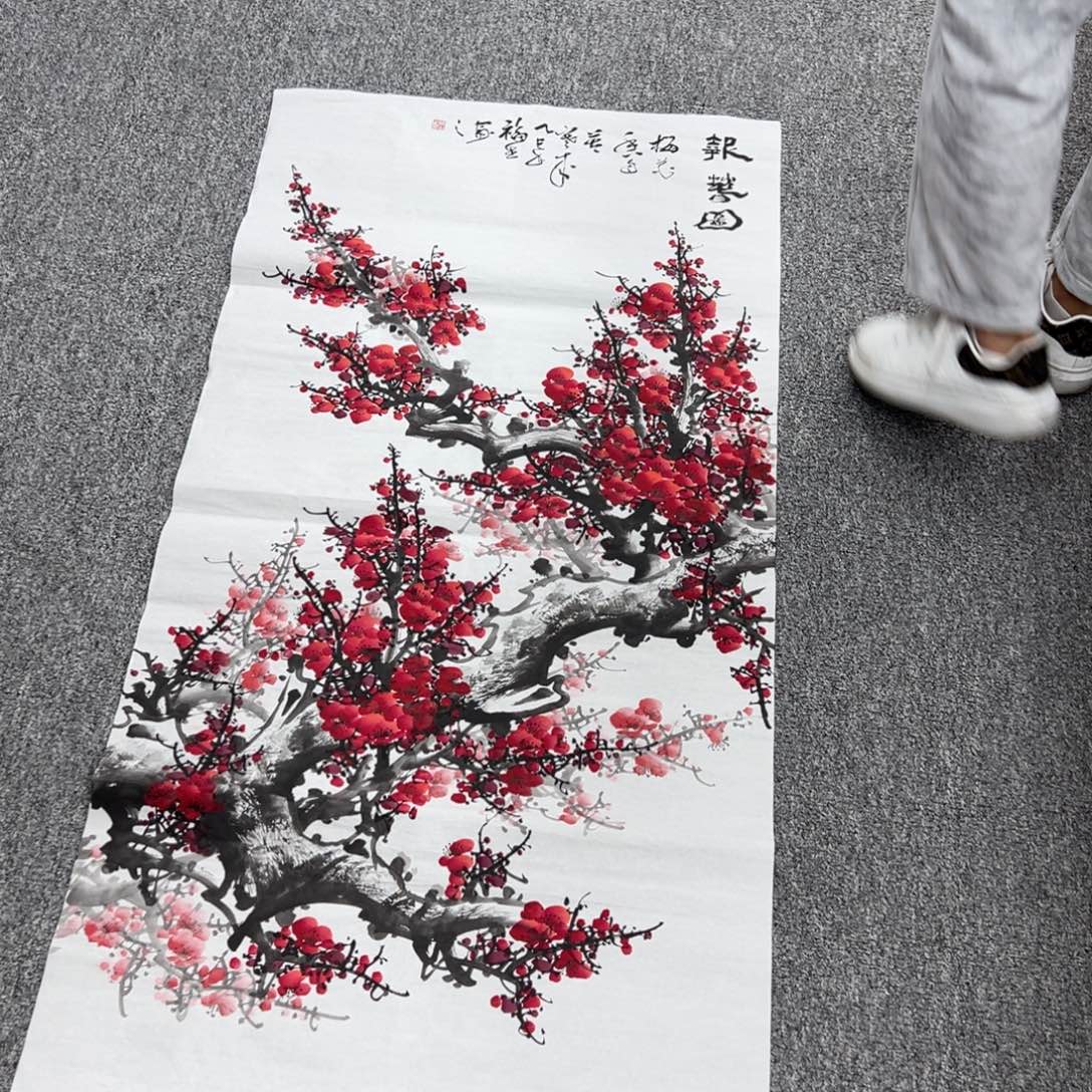 国画卖字画的小男孩