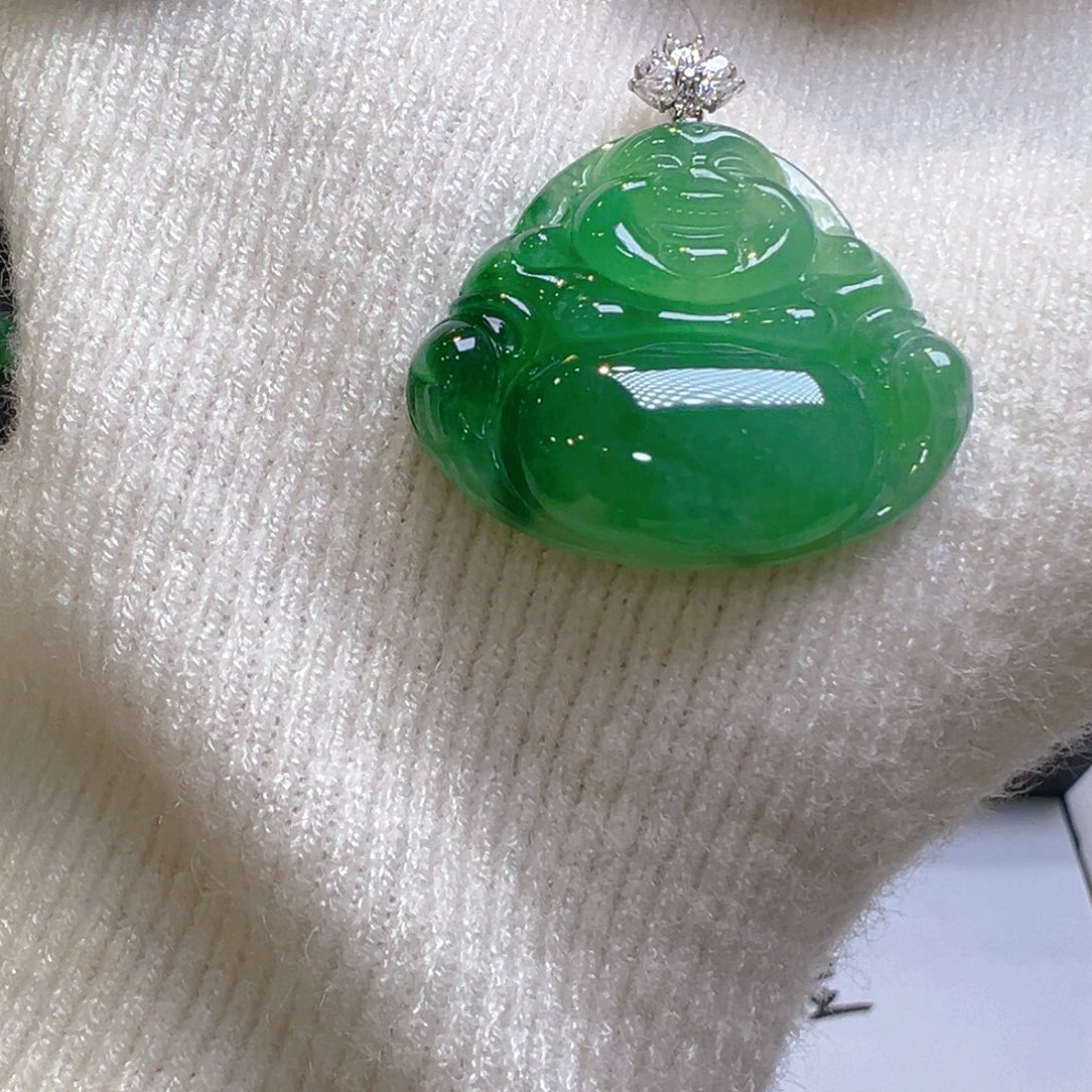 翡翠18K金镶嵌吊坠(不含链)