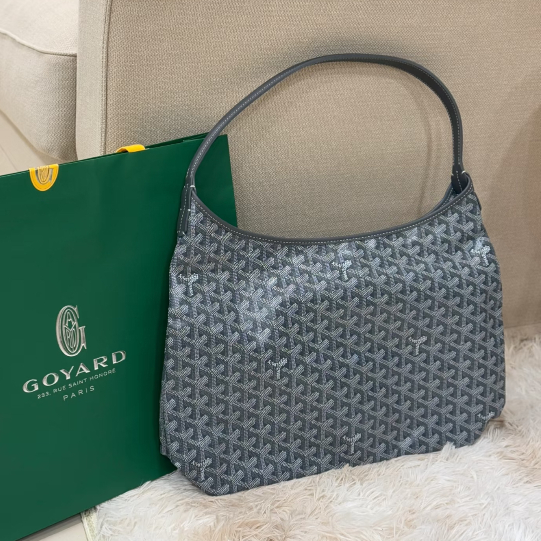 99新 Goyard 林纳奢品丨灰色hobo单肩腋下包