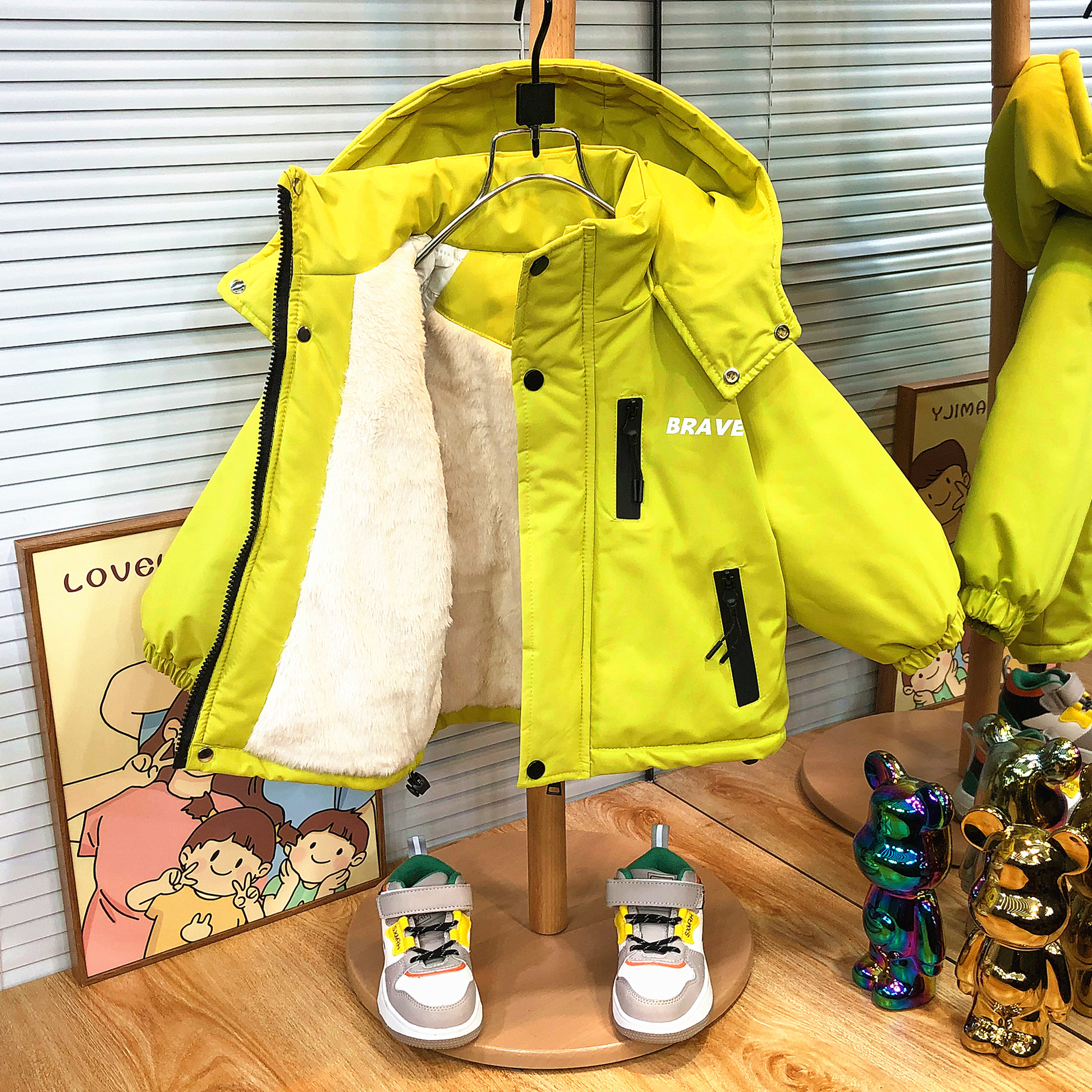 男童加绒加厚夹棉外套秋冬装2025新款儿童棉袄男孩棉服女宝宝冬季