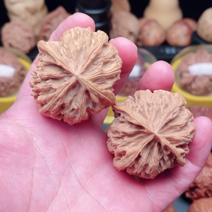 文玩核桃把件苹果园正四棱46×44×37