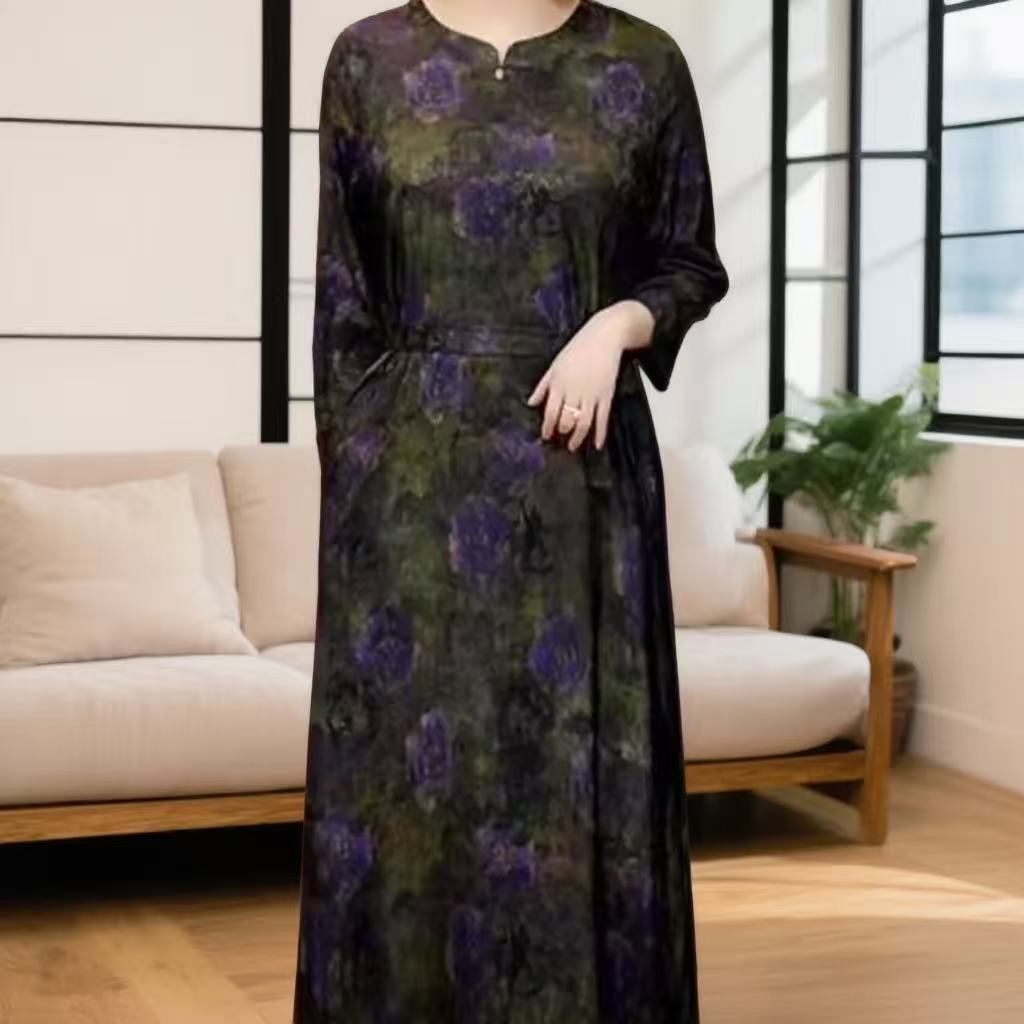 889【蓝玫瑰】高端订制连衣裙 休闲女士夏季复古宽松
