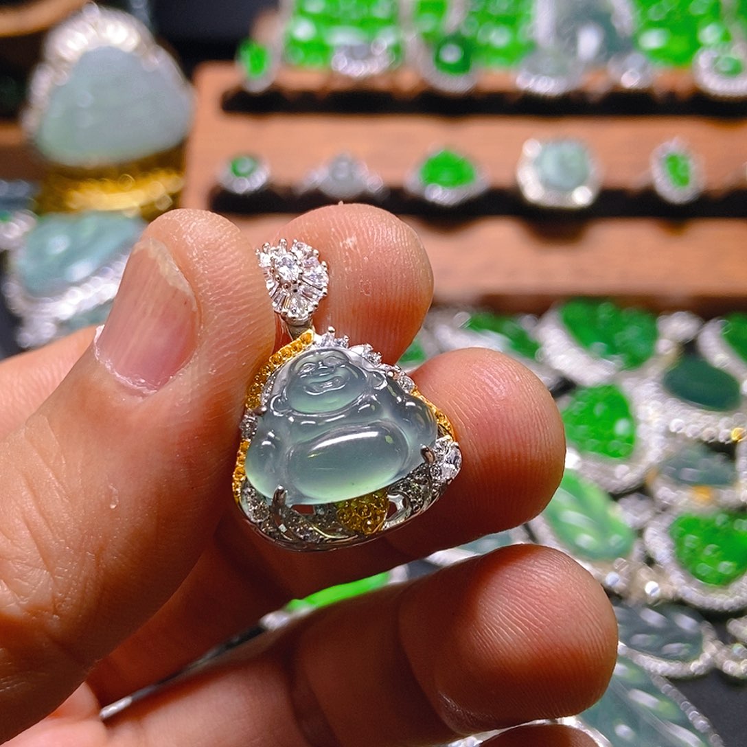 翡翠吊坠(不含链)银S925镶嵌290吊坠