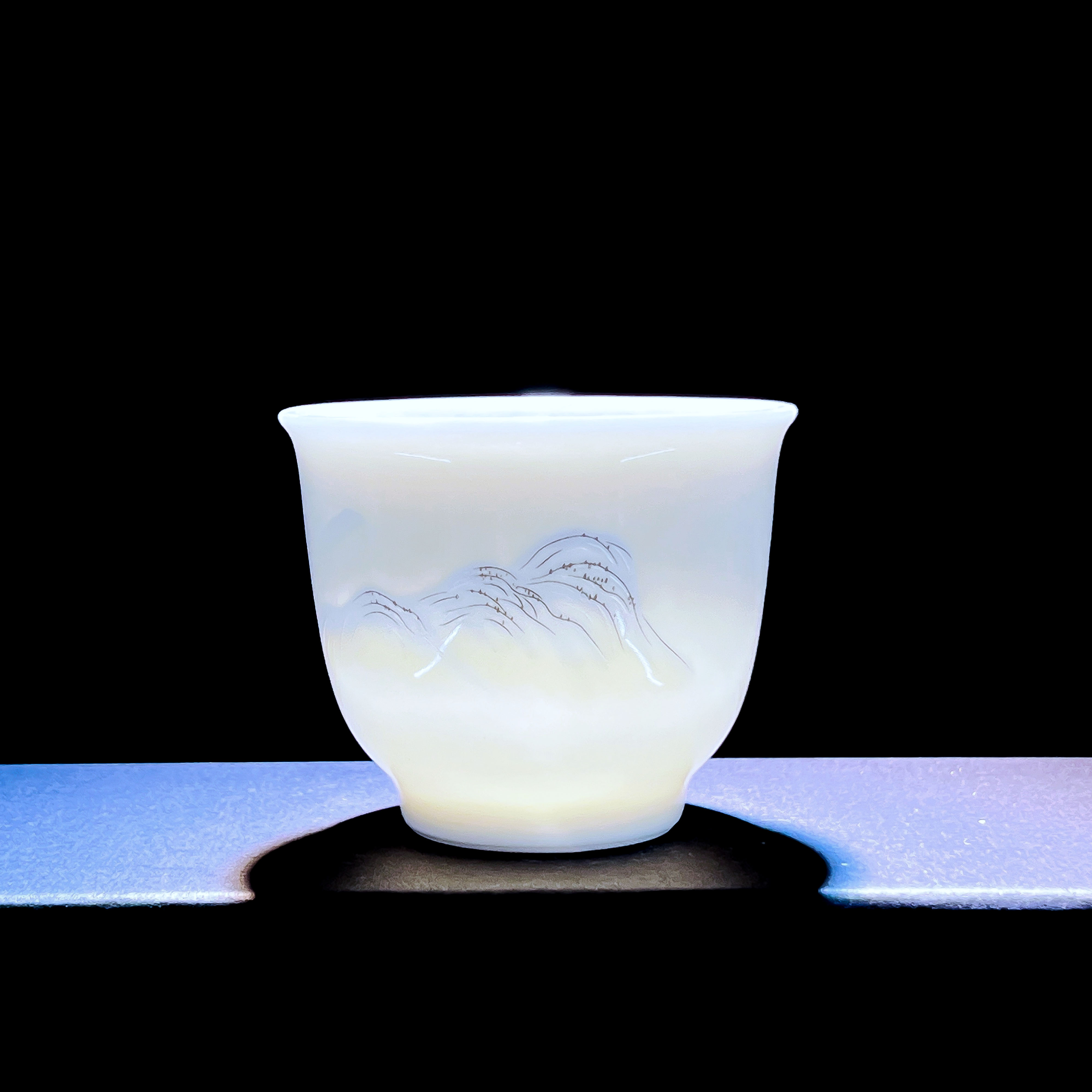 御瓷斋高端羊脂玉瓷江山如画主人杯